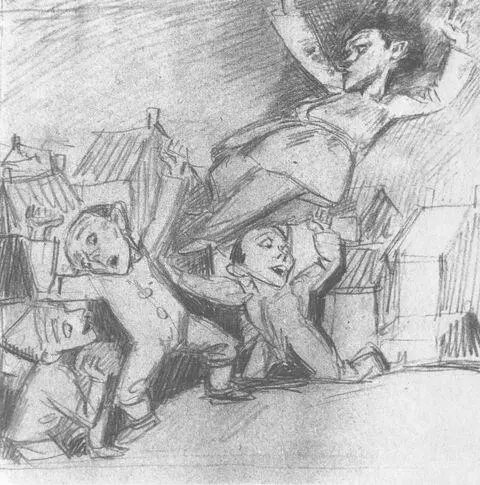 Підхоплений вихором ілюстрація до Пенсіонера малюнок олівцем 1936 Не без - фото 170