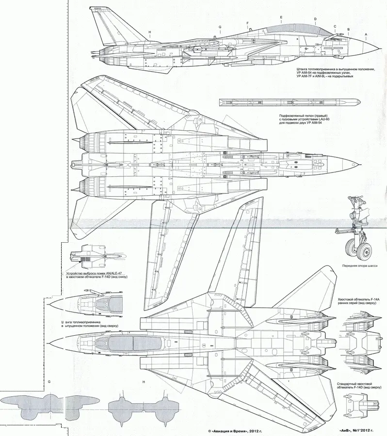 Основные ЛТХ истребителей F14 Tomcat F14A F14B F14D Длина м 1889 - фото 138