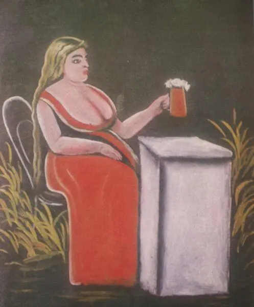 Женщина с кружкой пива Клеенка масло Женщина с кружкой пива Клеенка - фото 25