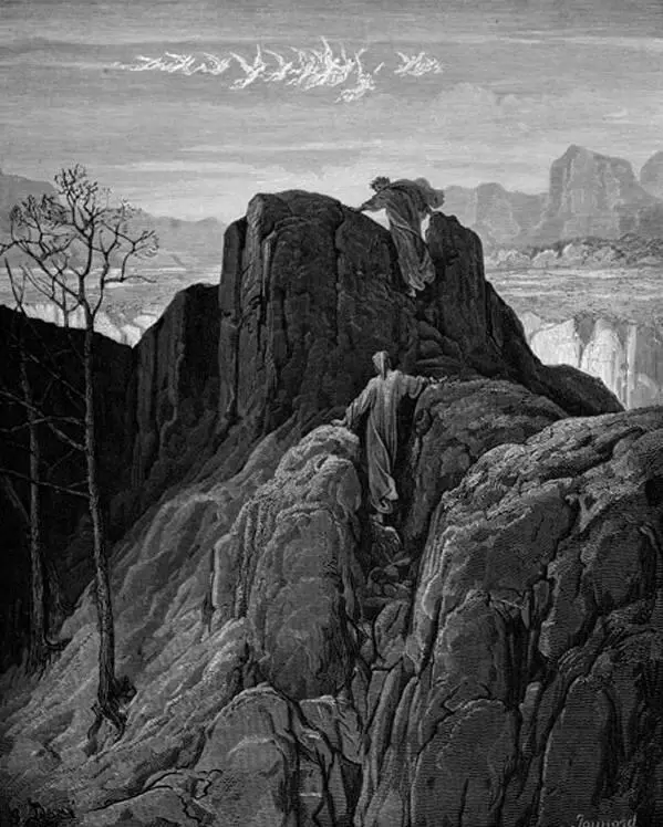 Dante following Virgil up the mountain Engraving by Gustave Doré 1870 - фото 3