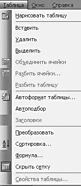 Здесь сосредоточены все операции отвечающие за вставку таблиц в документ Word - фото 10