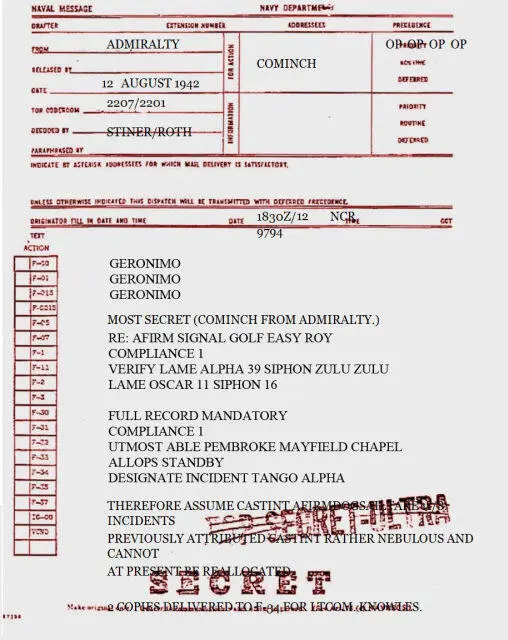Sigint Decrypt passed to Admiralty HQ with the jarring code word Geronimo - фото 3