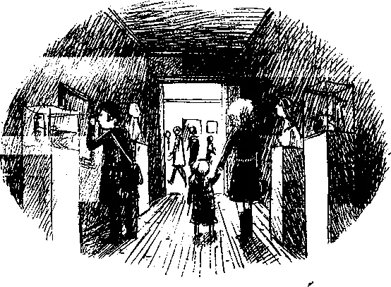 Справа и слева статуи и освещенные матовым светом витрины с вазами и чашами - фото 74