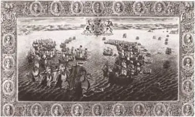Английские корабли атакуют Армаду Гравюра XVI в Елизавета I с имперскими - фото 34