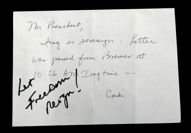The note from Condi White HouseEric Draper Sharing the moment with my - фото 353