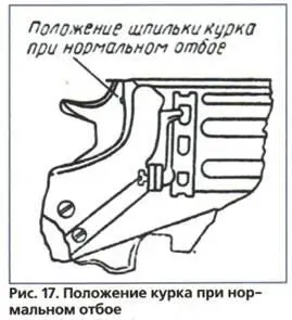 При отладке спуска необходимо обработать курок в котором подогнуть вверх - фото 12