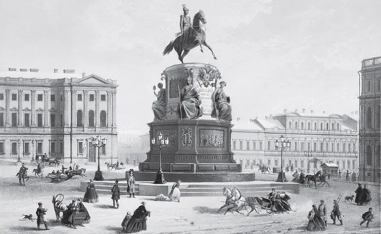 Памятник императору Николаю I в Петербурге Литография ИШ Башелье по рис - фото 469