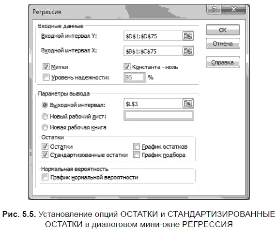 Используя в Excel опции ОСТАТКИ и СТАНДАРТИЗИРОВАННЫЕ ОСТАТКИ мы получили - фото 166