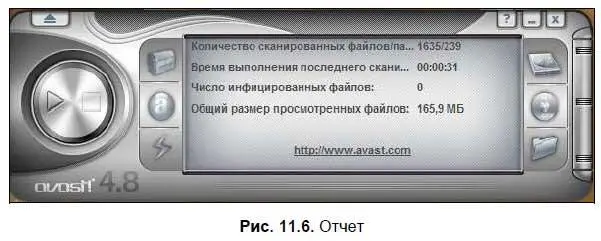 Чтобы обновить антивирусные базы программы подключитесь к Интернету и нажмите - фото 206