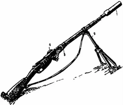 Рис 1Общий вид ружейного гранатомета 1 мортирка 2 сошка 3 винтовка - фото 1