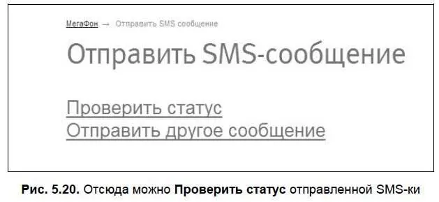 Что ж проверим Из рис 521 видно что моя SMSка в пути Через несколько - фото 156