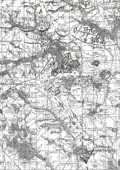 Фрагмент отчётной карты штаба 2 ТК с решением на бой 21 июля 1942 г Место - фото 6