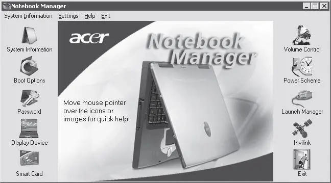 Рис 1115Утилита Notebook Manager Основное окно этой программы выглядит очень - фото 57