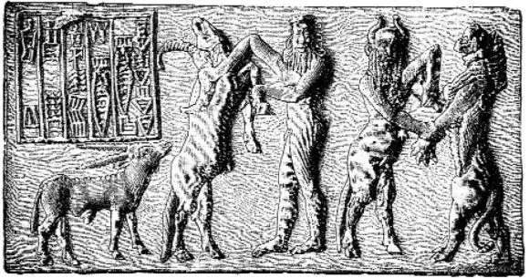 A representation on a cylinder seal of two heroes hunting said to be Gilgamesh - фото 80