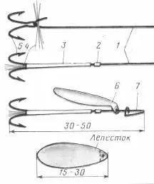Рис 14 Лещовая блеснасамоделка 1 гитарная струна 2 бусинка бисер 3 - фото 10