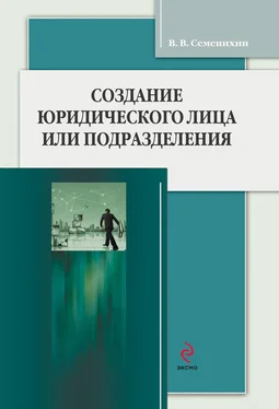 Виталий Семенихин Создание юридического лица или подразделения обложка книги