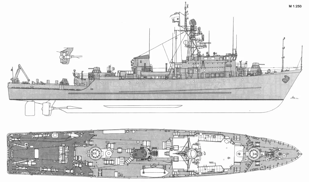 Морской ТЩК пр 266М Продольный разрез морского ТЩК пр 266МЭ 1 кранбалка - фото 10