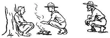 The old camper has his own way of squatting to keep off the ground Fire - фото 76