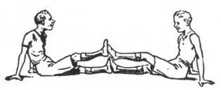 Leg pushing between two boys helps to strengthen the leg muscles CAMP FIRE - фото 145