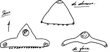 The craft from three angles drawn by a boy in Trooze near Liège SOBEPS - фото 5