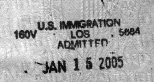 US IMMIGRATION 160 V LOS 5884 ADMITTED JAN 152005 с обозначенной датой - фото 2