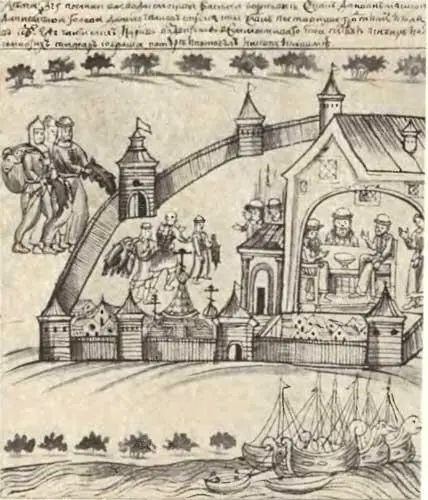 Сбор дани в Сибири С Ремезов БАН Крестьянская курная изба 16151616 гг - фото 38