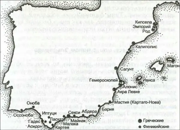 Рис 2 Расположение греческих и финикийских колоний КОЛОНИСТЫ И МЕСТНОЕ - фото 6