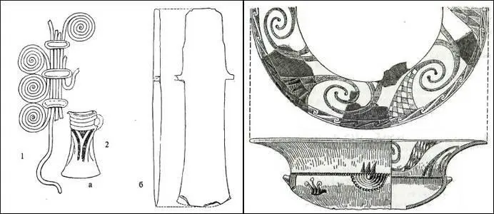 Рис 55 слева а бронзовая фибула и втульчатый топор высота образца 1 - фото 46