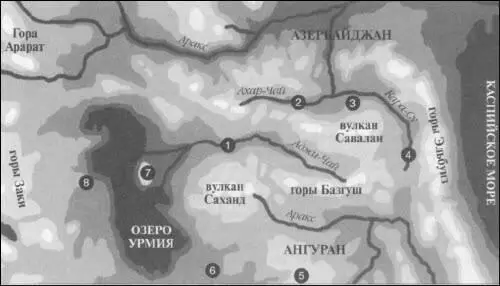 Рельефная карта с указанием основных топографических ориентиров восточной части - фото 27