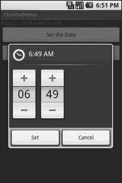 Figure 103 The same application showing the time picker dialog Time Keeps - фото 35