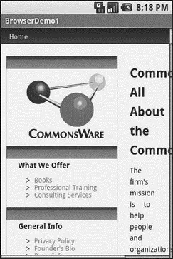 Figure 131 The Browser1 sample application As with the regular Android - фото 50