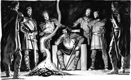 Before his tent the firelight playing on his white beard and glinting from his - фото 3