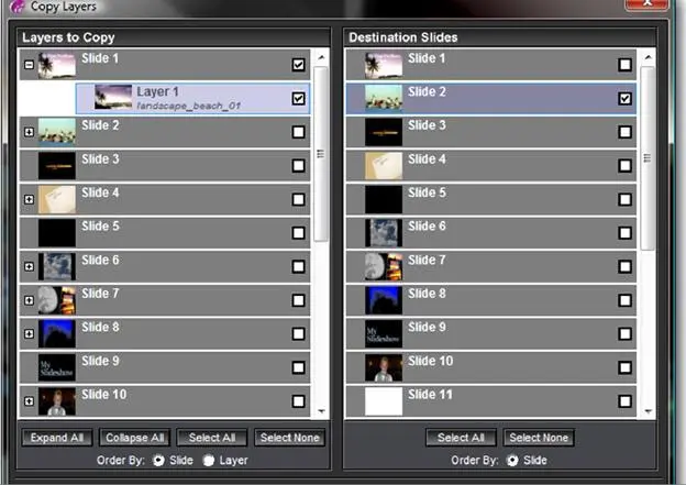 У этого окна есть две панели левая панель Layers to CopyСлои для - фото 273