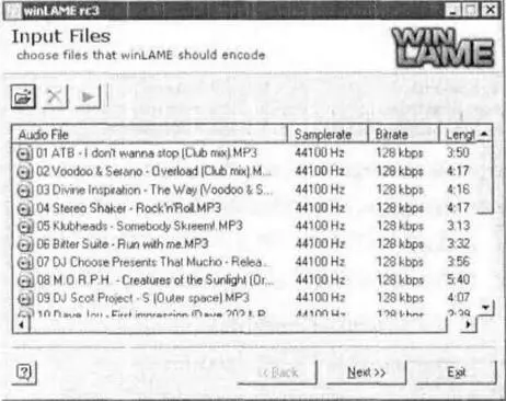 Рис 72Интерфейс программы winLAME Программа в режиме мастера выполняет - фото 62