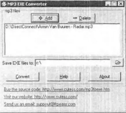 Рис 74Интерфейс программы MP3 EXE Converter Программа позволяет сделать из - фото 64