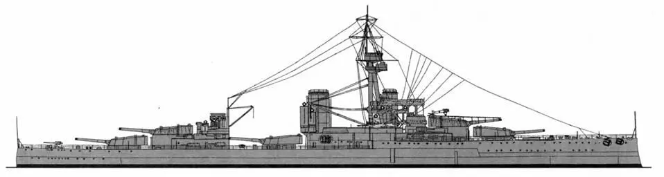 Линейный корабль Орион Наружный вид по состоянию на 1918 год Линейный - фото 2
