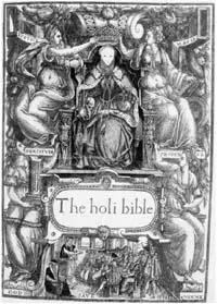 The title page of this edition of The Bishops Bible shows the enthroned Queen - фото 1