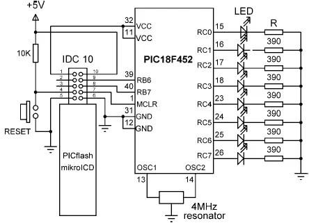 Figure 550 Circuit diagram of the project The mikroICD has two modes of - фото 154