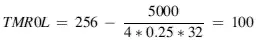 Thus TMR0L should be loaded with 100 The value to be loaded into TMR0 control - фото 208
