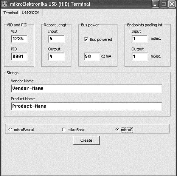 Figure 821 Creating the USBdsc descriptor file The important parameters to - фото 273