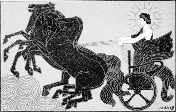 Гелиос бог Солнца на колеснице запряженной крылатыми конями взлетает на - фото 18