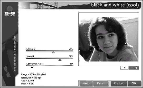 Рис 93 Настройки фильтра Black and White cool Чернобелый холодный - фото 352