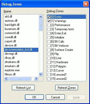 Figure 42Setting debug zones in Platform Builder The Name list shows the - фото 36