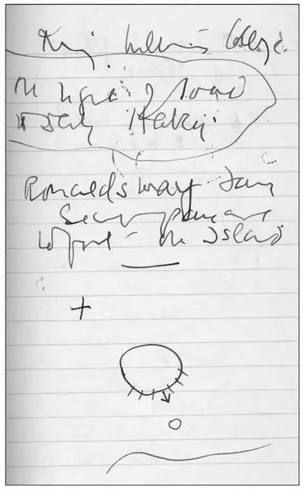 A rough sketch and even rougher handwriting of a clue in the search for Manx - фото 33