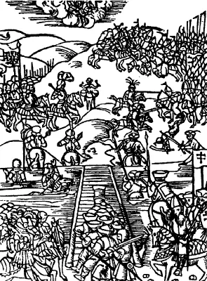Московский воин Гравюра 1579 г Польский король в турнирном геральдическом - фото 11