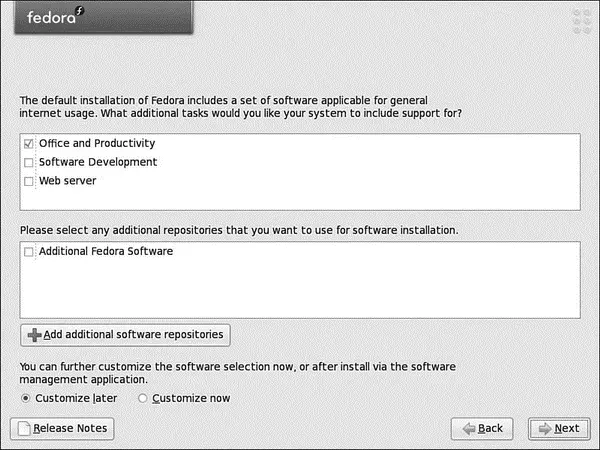 FIGURE 121 Fedoras new and simplified package selection screen What Happened - фото 21