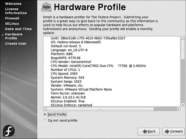 FIGURE 128 Help Fedora by submitting information about your hardware Clicking - фото 28
