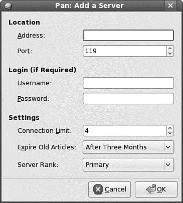 FIGURE 516 The Pan news server configuration window Videoconferencing with - фото 68