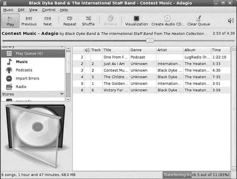 FIGURE 72 Rhythmbox can handle podcasts Internet radio stations CDs and - фото 88