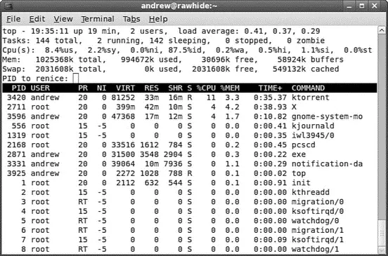 FIGURE 121 The topcommand can be used to monitor and control processes Here - фото 122